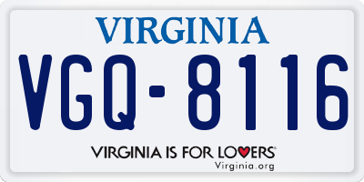 VA license plate VGQ8116
