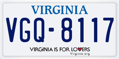 VA license plate VGQ8117