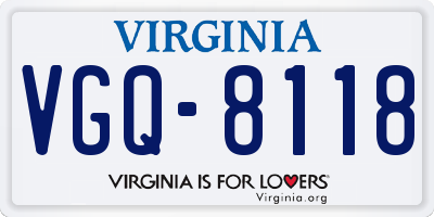 VA license plate VGQ8118