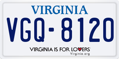 VA license plate VGQ8120