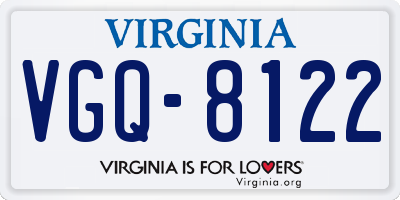 VA license plate VGQ8122