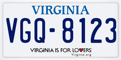 VA license plate VGQ8123