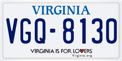 VA license plate VGQ8130