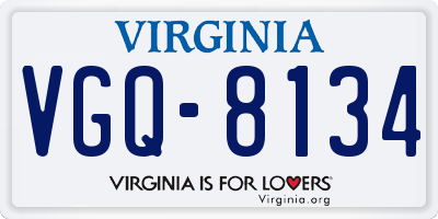 VA license plate VGQ8134
