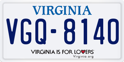 VA license plate VGQ8140