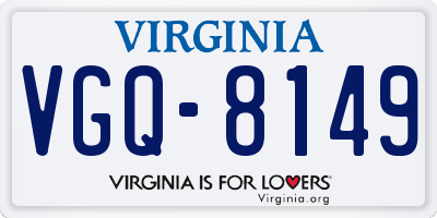 VA license plate VGQ8149
