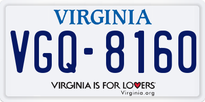 VA license plate VGQ8160