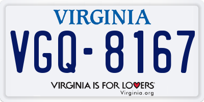 VA license plate VGQ8167
