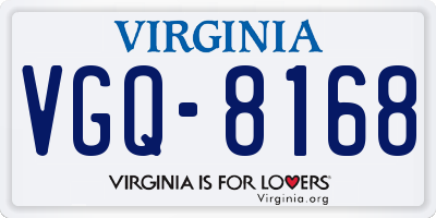 VA license plate VGQ8168