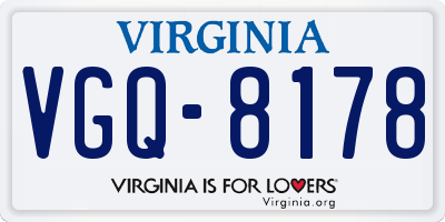 VA license plate VGQ8178