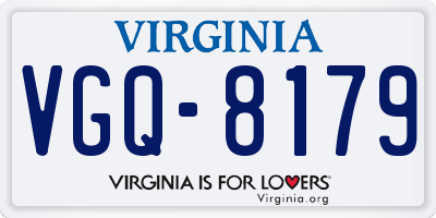 VA license plate VGQ8179