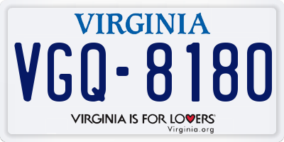 VA license plate VGQ8180