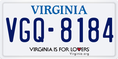 VA license plate VGQ8184