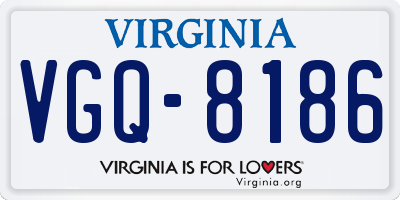 VA license plate VGQ8186