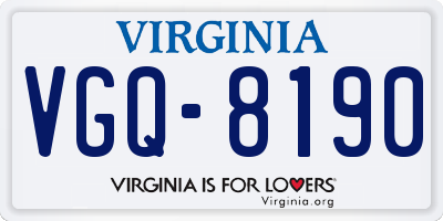 VA license plate VGQ8190