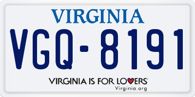 VA license plate VGQ8191