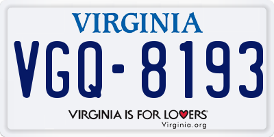 VA license plate VGQ8193