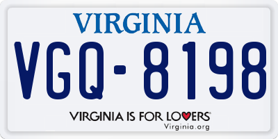 VA license plate VGQ8198