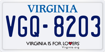 VA license plate VGQ8203
