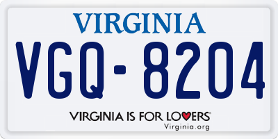 VA license plate VGQ8204