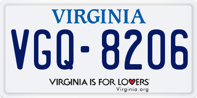 VA license plate VGQ8206