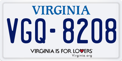 VA license plate VGQ8208