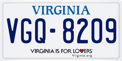 VA license plate VGQ8209