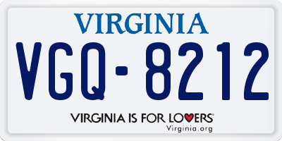 VA license plate VGQ8212