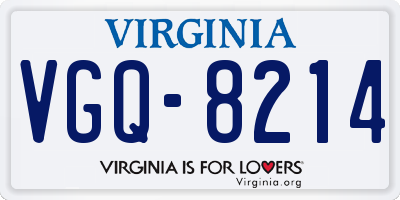 VA license plate VGQ8214