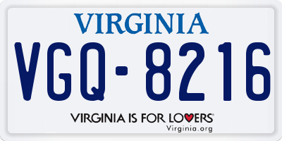 VA license plate VGQ8216
