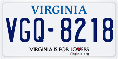 VA license plate VGQ8218