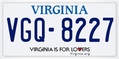 VA license plate VGQ8227