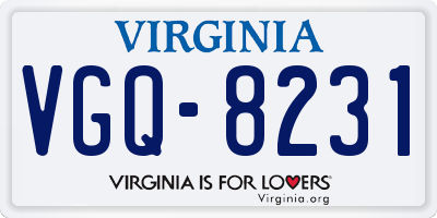 VA license plate VGQ8231