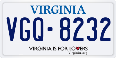 VA license plate VGQ8232