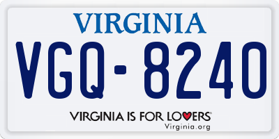 VA license plate VGQ8240