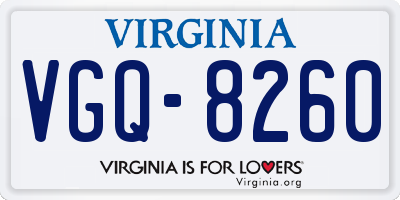 VA license plate VGQ8260