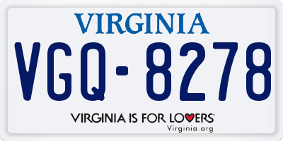VA license plate VGQ8278