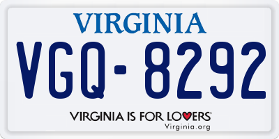 VA license plate VGQ8292