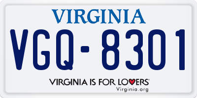 VA license plate VGQ8301