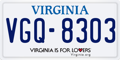 VA license plate VGQ8303