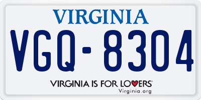 VA license plate VGQ8304