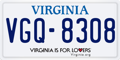 VA license plate VGQ8308