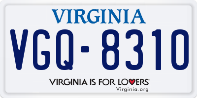 VA license plate VGQ8310