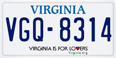 VA license plate VGQ8314