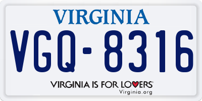 VA license plate VGQ8316