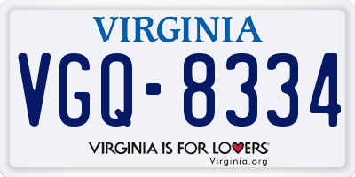 VA license plate VGQ8334