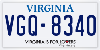 VA license plate VGQ8340