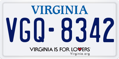 VA license plate VGQ8342