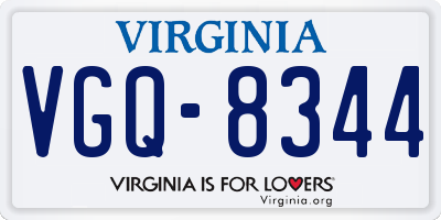 VA license plate VGQ8344