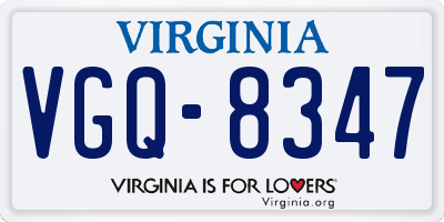 VA license plate VGQ8347